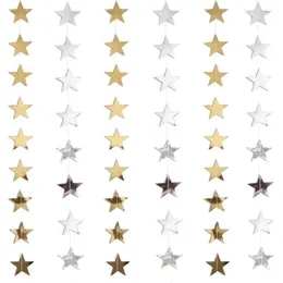 Party Decoration 1PC Solid Color Star Wall Hanging Gold Silver Paper Garlands For Valentine's Day Wedding Room