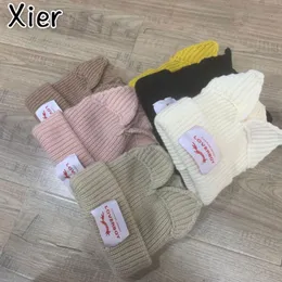 Berets Cute Piggy Ears Woolen Hat For Men And Women Autumn Winter Korean Version Of Warm Ear Protection Cloth Letter Knitted Ha
