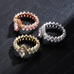 fashion bling Iced Out Cubic Zirconia Ring Copper Inlay Zircon Ring High-quality Gift hip hop Jewelry gift For Women
