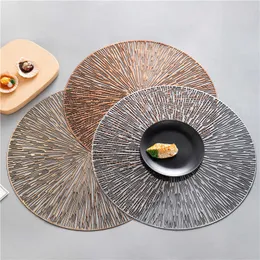 4/6pcs PVC Hollow Round Placemat Waterproof Non Slip Dining Table Mats Heat Insulation Steak Plate Pad Coffee Coaster Kitchen 210706
