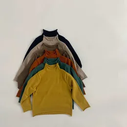 Milancel 2021 Höst Kids Nya Kläder Pullover Långärmad Höghals Solid Strikta Stretch Base Sweater Y1024