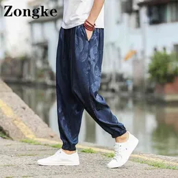 Zongke Ankle Length Dragon Print Men Pants Work Chinese size 5xl Sweat Pants for Men Fashion Leggings 2022 Spring New Arrivals Y220308