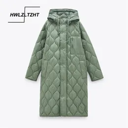 Hwlzltzht Zima Vintage Damska Parka Ciepła Kurtka Płaszcz Casual Płaszcz Z Kapturem Kobiet Loose Long Outwear Windbreaker 211013