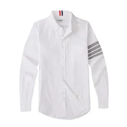 Moda marki Koszule Mężczyźni Slim White Long Sleeve Casual Koszula Wyłącz Kołnierz Oxford Tkaniny Solidna Odzież męska 210721