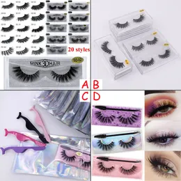 3D Mink Eyelashes Eye Maquiagem Falso Cílios Macio Natural Espesso Eyelash Lash Extensão Ferramentas de Beleza 20 Estilos