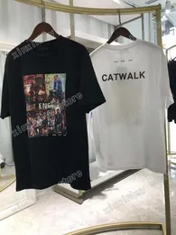 21SS -Männer bedruckte T -Shirts Designer Paris Cat Walk Brief Druck Kleidung Kurzarm Herrenhemd Tag weiß schwarz 05