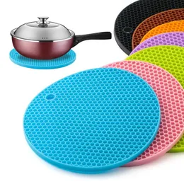 Household Kitchen Round Non-slip Heat Resistant Table Pads cup Silicone Mats cooking ware Silicone Trivet Mat SN6163