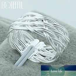 DOTEFFIL 925スターリングシルバークロス織りweave Ring for女性の結婚式の婚約パーティーファッションチャームジュエリー