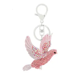 Crystal Carrier Pigeon Key Chains For Women Bird Key Rings Bag Car Purse Decorations Keychains Girls Teen Rhinestone Charms Gift G1019