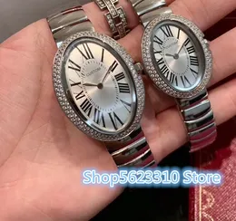 Mode Lady Watch Baignoire Rostfritt stål Ovala armbandsur Hög kvalitet för Par Kvinnor Män Klocka Badkar Berömt Brand