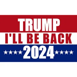 Schnelle, kostenlose Lieferung, 90 x 152 cm, Dankeschön-Trump-Flagge 2024, „I'll Be Back“, Flagge für die Präsidentschaftswahl im Großhandel