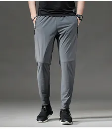 gray Thin Workout Sweatpants Fit Quick Dry comfortable Joggers Men Running Long Pants Gym Sports Fitness Trousers Zip pocket