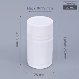 100 قطع من 20ML زجاجة بلاستيكية صغيرة مع غطاء للطب كبسولة حبوب منع الحمل الغذاء الصف زجاجات الصيدلانية