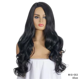 26 inç 1B Siyah Sentetik Peruk Simülasyon İnsan Remy Saç Peruk Perruques De Cheveux Homosers Wig-053