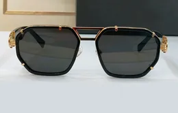 Irregular Pilot Sunglasses Gold Metal Black/Dark Grey Lens Sonnenbrille Men Fancy Sun Summer Glasses UV Eyewear with Box