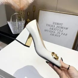 2021 Designer Boat Shoes Spring and Autumn Square Head High Heels Leather Wedding Women's Luxury Party Sexy Dress Shoess