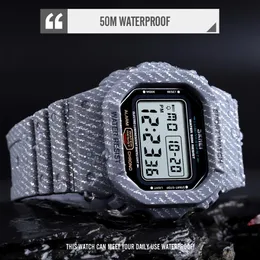 Esporte ao ar livre relógio masculino relógio digital 5bar à prova dwaterproof água despertador cowboy militar moda relógios relogio masculino 1471