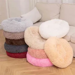 Super miękki pies łóżko okrągły zmywalny długi pluszowy kot łóżko sofa dla psa Chihuahua kosz koszyka Pet Bed Hondenmand Drop Vip Link 210722