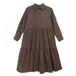 6 to 16 years kids & teenager girls fall winter corduroy flare midi dress children girl fashion buttoned shirt dresses clothes G1218