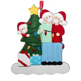 Ornamento outfit natale natale squisito pupazzo di neve decorazioni per appeso a forma di famiglia maschera forma 2021 regalo fai da te nome benedizioni pendenti in resina Xmas Tree1