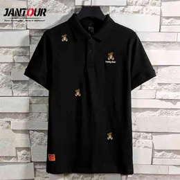 Marca 100% Algodão Verão Teedy Bear Bordado Polo Camisa Homens Urban Boys Streetwear Manga Curta Suéter Masculino Grande Tamanho M-4XL 210329