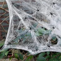 Halloween Stretch Spider Webs Inomhus utomhus Spooky Spider Webbing med 100 falska spindlar för Halloween Party Decorations