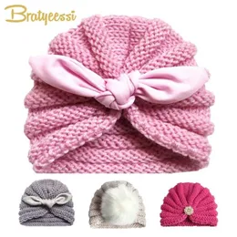 Dziana zimowa kapelusz dla dziewczynek Cukierki Kolor Czapki Enfant Baby Beanie Turban Kapelusze Born Cap dla chłopców Akcesoria 211023