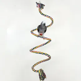 他の鳥の供給ペットおもちゃギフト非毒性庭のスイングオウムポータブル面白いカラフルなローテーションクライミングロープ