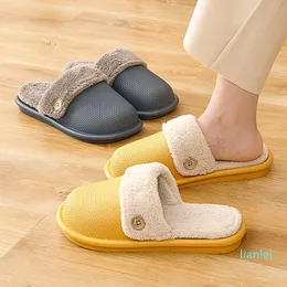 Tofflor Vinter Kvinnor Hem Bomull Non-Slip Soft Short Plush Slides Varma Håriga Flat Skor Par Skinvänlig Removabl