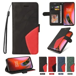 Telefonfodral för OnePlus 9 Pro Nord 2 CE N10 N100 N200 PU läderytan TPU Inre bakre fodral med plånbokskortplatser Handrem