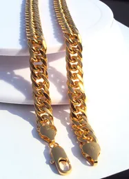 Mens 24K Solid Gold Finish Tjock Miami Kubansk Länk Halsband Kedja 10mm Tung