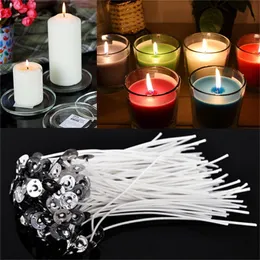 2021 Nya 60pcs Slitstarka Candle Wicks Bomullkärna vaxad med hållare för DIY Making Candles Presenter levererar 4 tums grossist