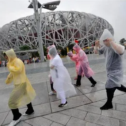 2000 sztuk Moda Clear przezroczysty jednorazowy deszczowiec jednorazowy Pe ​​PE Poncho Rainwear Podróży Rain Płaszcz Nosić