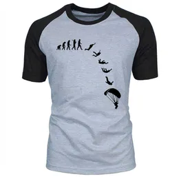 Moda męska T-shirt Go Skydiving Evolution Odzież marki Casual Funny Print Streetwear Raglan Krótki Rękaw T Shirt 210629