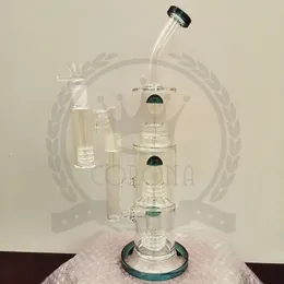 16-calowe zlewki Hookah Bong 7mm Grube Platory Oil 2 sztuk Wiele z Clear Dyfuzor Downtem 18mm Szkło Męskie Wspólne Bongs Rury