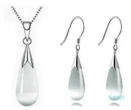 Austria Crystal Necklace Jewelry Set 925 sterling silver chain big Water Drop Necklaces wedding Jewelry sets for women 30pcs