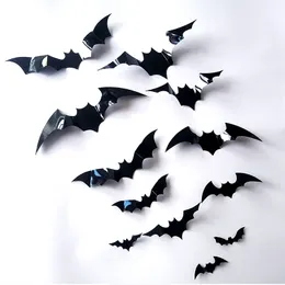 Czarny 3d PVC Nietoperz Naklejki Wall Decor Party Kids Salon Walls Naklejki DIY Halloween Dekoracji Naklejki