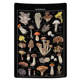 Tapestries Mushroom Tapestry Vintage Reference Chart Colorful Vertical Wall Hanging 51.2 X 59.1 Inch