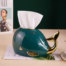 Caixas de tecidos Guardanapos Gilded Whale decorativo papel de cerâmica toalha de papel organizador casa use porcelana decoração removível