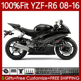 Faintings Injection For Yamaha YZF-R6 YZF R6 600 R 6 YZF-600 Gloss Black YZFR6 08 09 10 11 12 2013 2014 2015 2016 99NO.159 YZF600 2008 2007 2011 2011 13 14 15 16 16 OEM