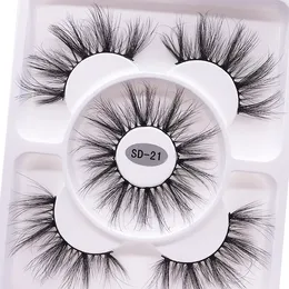 2021 New 3 pairs natural false eyelashes fake lashes long makeup 3d mink lashes eyelash extension mink eyelashes for beauty