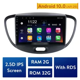 2din Android 10.0 Bil DVD-radio GPS-navigationssystem för 2012 HYUNDAI I10 Hög version med HD-pekskärmsupport CarPlay