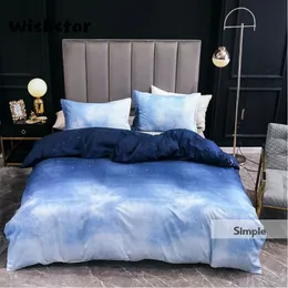 Blå natt Sky Quilt Cover Set Queen King Size Nordic Soft Duvet Cover 1 Person Barn med örngott sängkläder för pojkar 210319