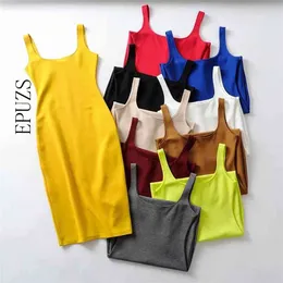 Candy Colors Ärmlös Röd Bodycon Dress Kvinnor Sexig Es Elastic Beach Office Casual Summer Midi Korean Vestidos 210521