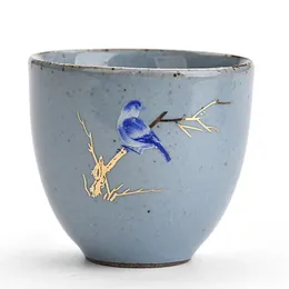 Vintage Bird Tea Cup Retro Flower Single Master Mug Japanese Style 70m Small Plum blossom Bowl Porcelain Accessories