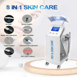 8 in 1 Hydra Dermabrazyon RF Bio-Kaldırma Spa Yüz Makinesi Su Oksijen Jet LED PDT Işık Cilt Derin Temiz Hidro Elmas Soyma Mikrodermabrazyon Aqua Ekipmanları