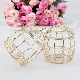 NEW!!! Wedding Favor Box European style Gold Matel Boxes romantic wrought iron birdcage wedding candy box tin box wholesale WHT0228