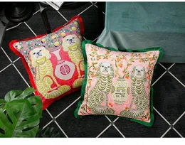 Federa per cuscino di design di lusso classica Fodera per cuscino con nappa con stampa di motivi floreali per animali 45 45 cm o 35 55 cm per la decorazione domestica e234k