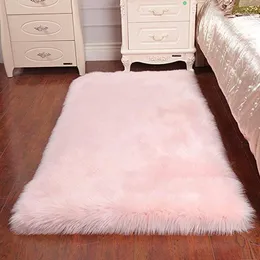 Dywany Faux Sheepskin Dywan, miękkie futrzane dywaniki antypoślizgowe dywan do salonu Sypialnia Sofa podłoga (światło różowe, 31.50x70.87 cal) 1