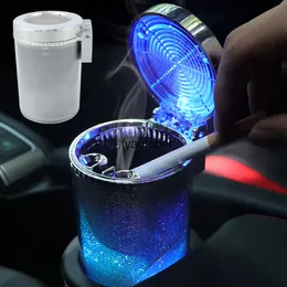 Car Ashtray With LED Light Airtight Lid Multifunctional Vehicle Cup Holder Air Vent Trash Can Interior Decoration